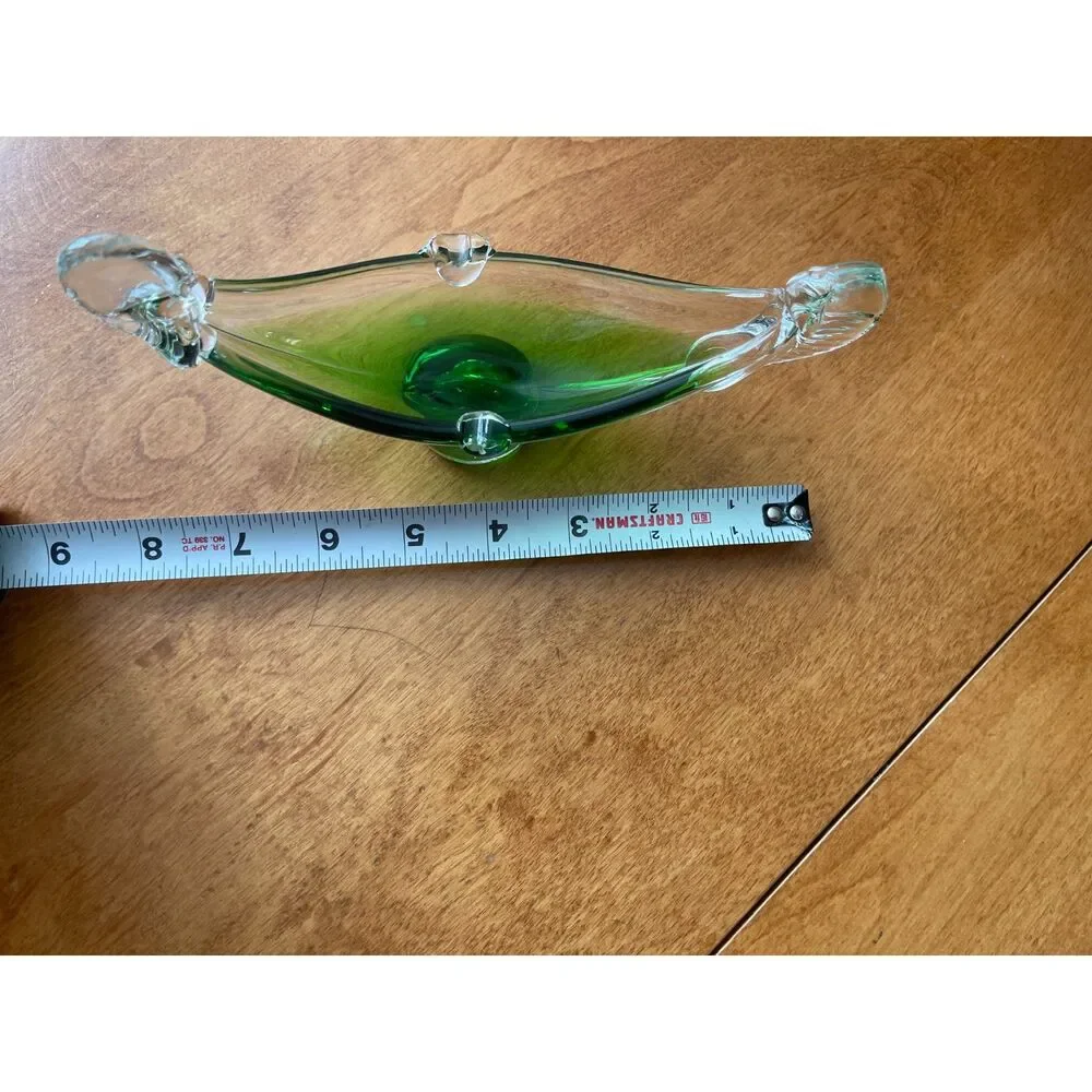 MURANO Art Glass ~ GONDOLA BOAT ~ Green Vintage Italy Italian Fine Handmade Scul